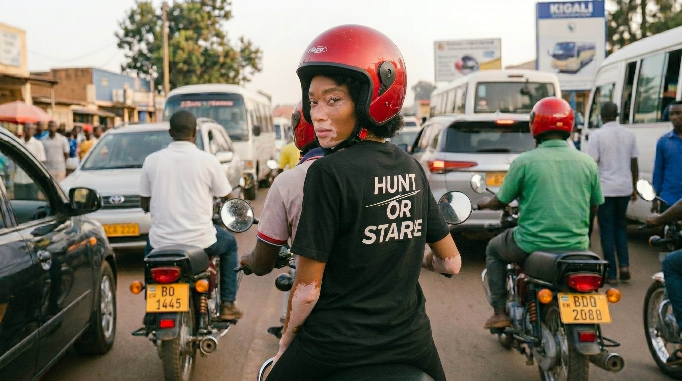 Hunt or Starve tee worn on the streets of Kigali, Rwanda — PRYNCE Africa streetwear in its natural habitat