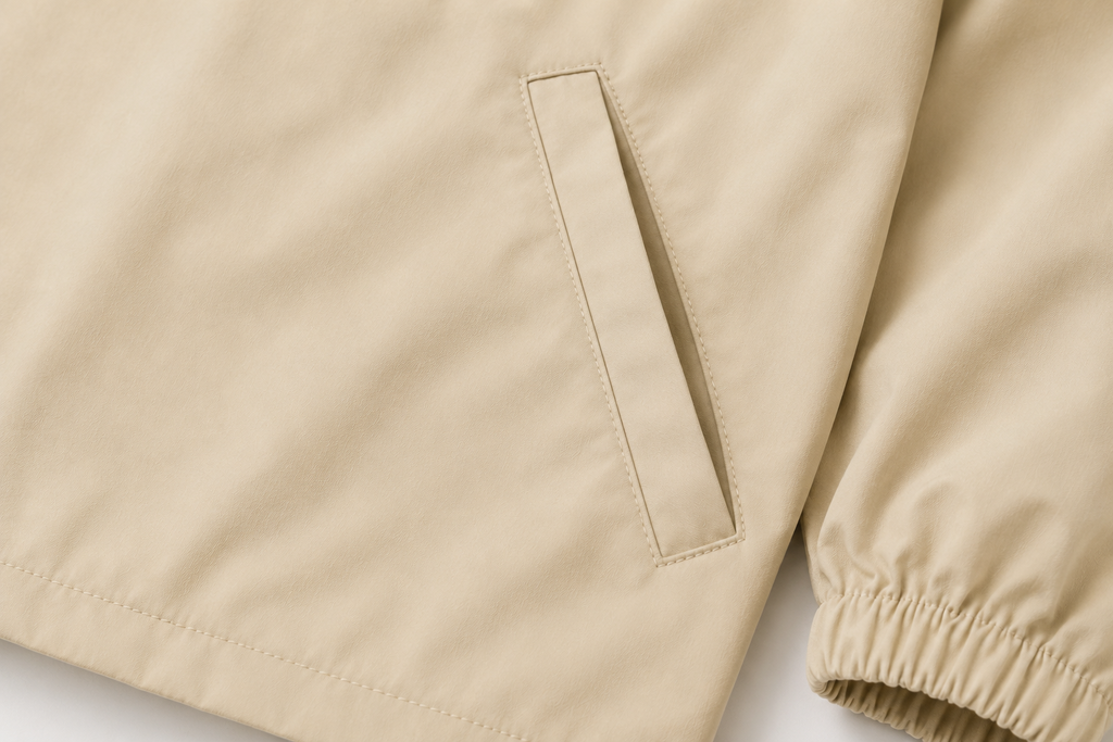 HUNT OR STARVE Coach Jacket detail — side pocket construction